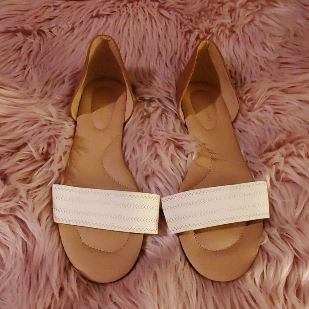 Cream & Tan open toe slides